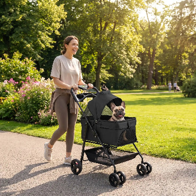 poussettes pour chiens portable et durable noir