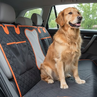 Protection chien voiture chien assis sur siège dans la voiture