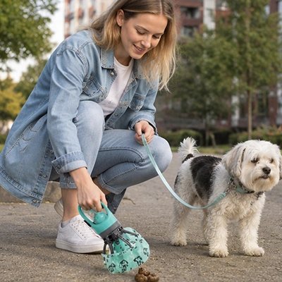 Ramasse crotte chien​ balade son petit chien
