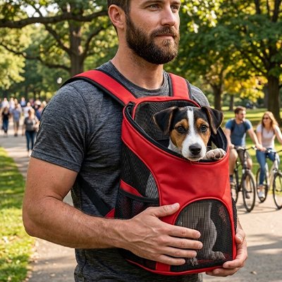 Sac a dos chien balade confortable chien en avant maitre