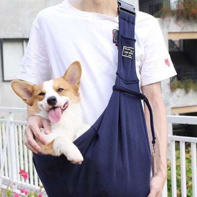 Sac a dos chien transport confortable bleu fonce maitre