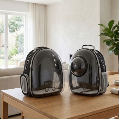 Sac a dos chiens noir avec et sans couvercle