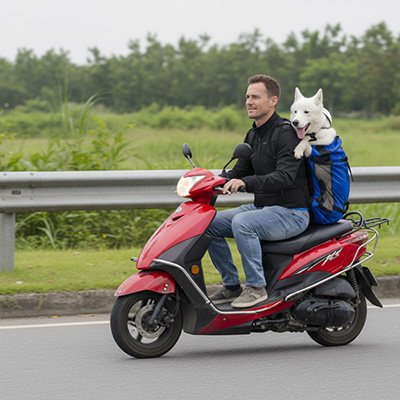 Sac à dos pour chien aventure en Sécurité bleu chien sur la moto maitre