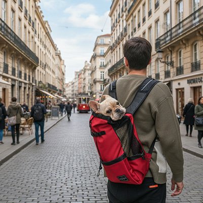 Sac à dos pour chien aventure en Sécurité rouge