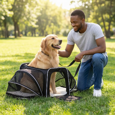 sac de transport pour chien blanc parc