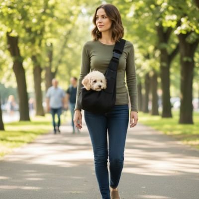 Sac transport pour Chien  Élégant et Efficace noir maitre promene