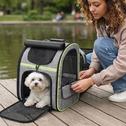 Sac de transport pour Chien gris vert maître au bord de eau