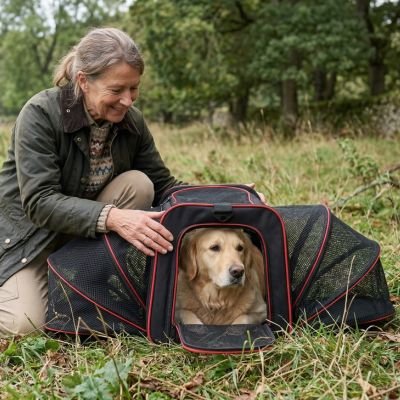 Sac de transport pour Chien rouge maître lui sourit