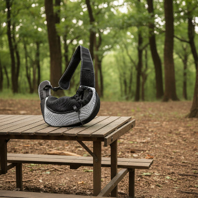 sac de transport pour chien style sécurisé gris table camping