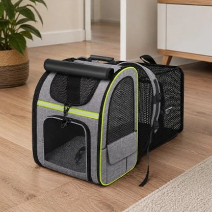 Sac de transport pour Chien sur un planche en bois