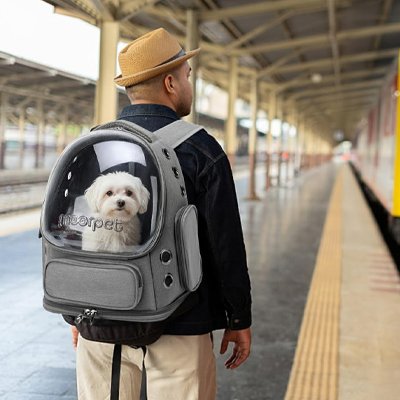 Sac transport Chien sécurité et confortable sur le dos de son maitre 