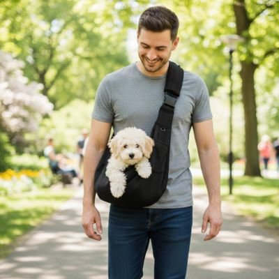 Sac transport pour Chien  Élégant et Efficace maitre se promene avec son chien 
