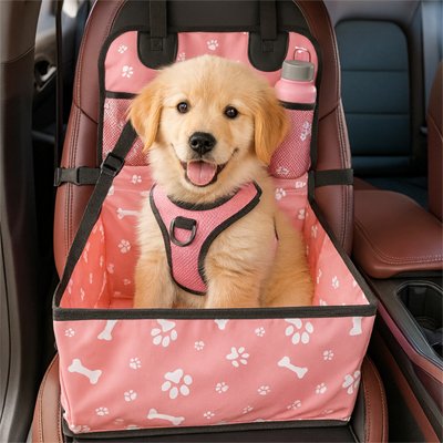 Siege auto chien rose confortable chien assis