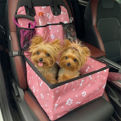 Siege auto chien rose confortable deux chiots 