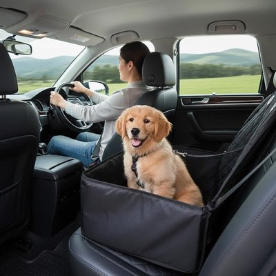 Siege auto pour chien noir stylé chien en sécurité 