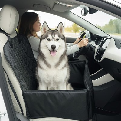 Siege auto pour chien noir stylé gros chien