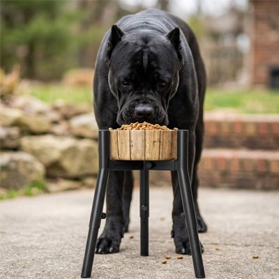 Support gamelle chien sécurisant chien mange